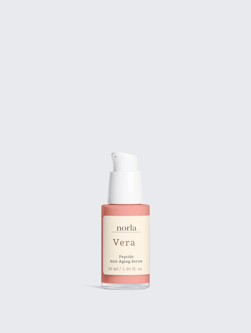 Close-up of the Norla Vera serum label showing 2% Hexapeptide-11 and the 30 ml volume